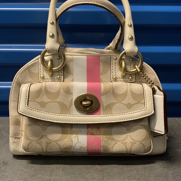 *RARE* Coach Heritage Stripe Satchel - Picture 6 of 11
